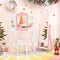 MDF Vanity Table Set with Stool and Jewelry Armoire, Full-Length Mirror